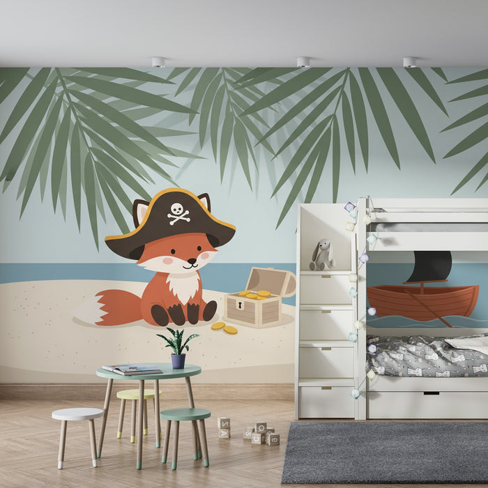 Detská izba tapeta | Pirátsky líška na tropickej ostrove