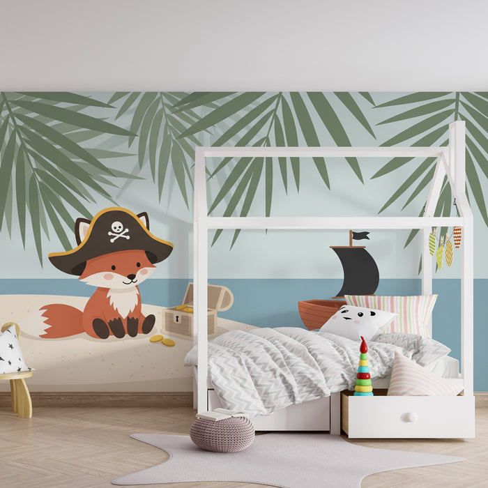 Detská izba tapeta | Pirátsky líška na tropickej ostrove