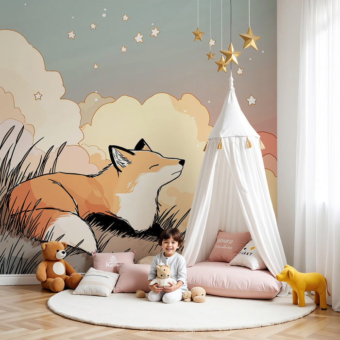 Tapet barnerom | Drømmende rev under en stjernehimmel