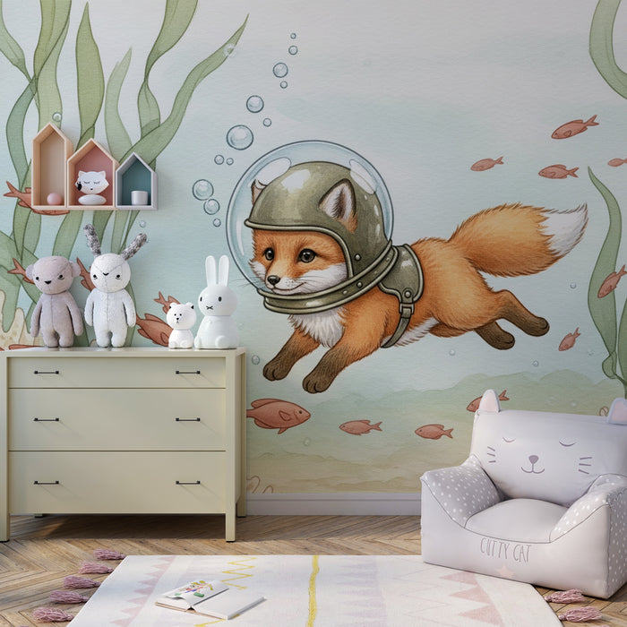 Kinderkamer behang | Onderzeeër ontdekkingsreiziger vos
