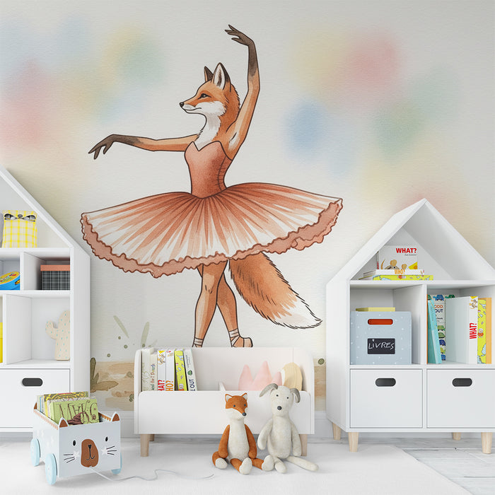 Kids room wallpaper | Ballerina fox dancing