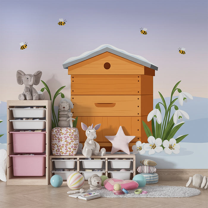 Barnrumstapet | Vinterbon med blommor och bin