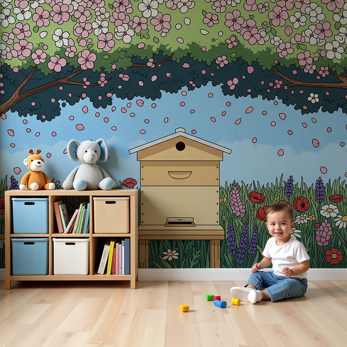 Barnetapet | En blomsterrik bivoks under en blomstrende himmel