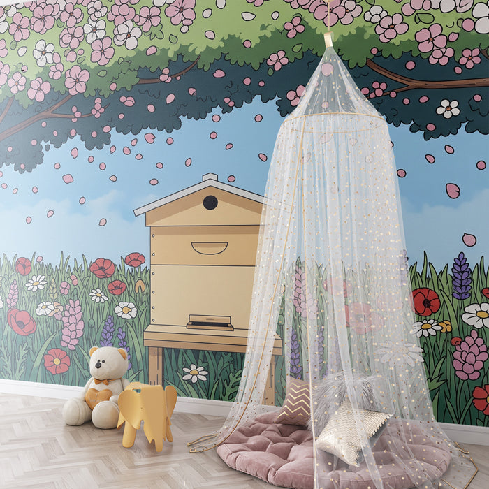 Barnetapet | En blomsterrik bivoks under en blomstrende himmel
