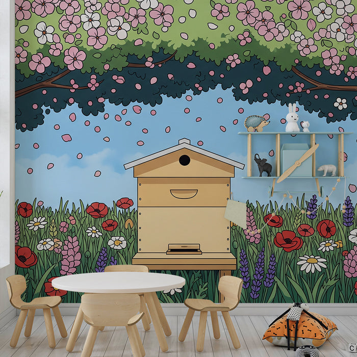 Barnetapet | En blomsterrik bivoks under en blomstrende himmel