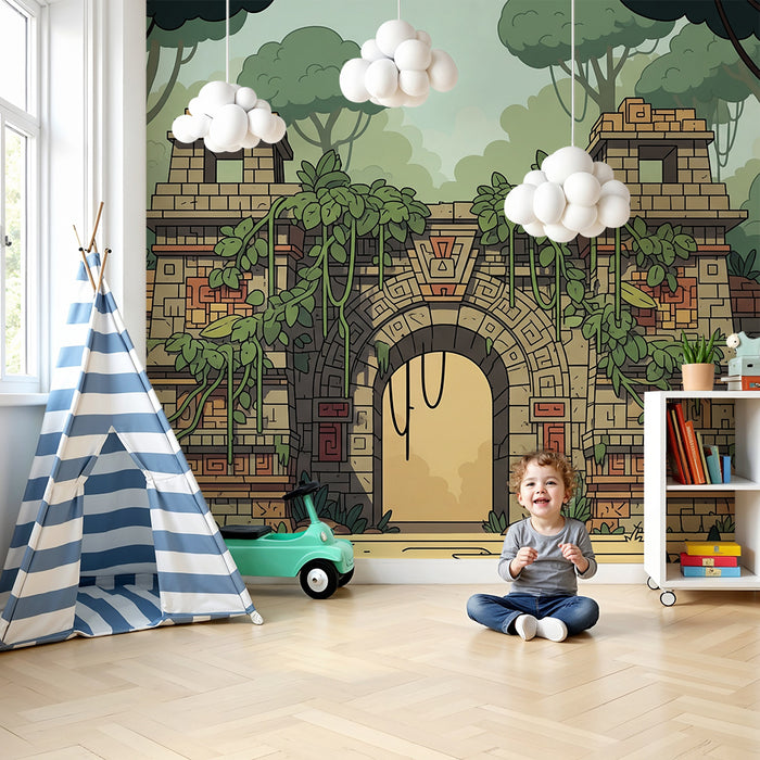 Kinderzimmer Tapete | Geheimnisvolle Maya-Ruinen im Dschungel