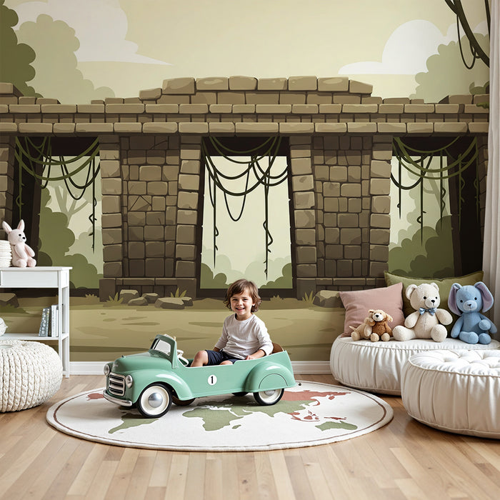 Kids' room wallpaper | Mysterious ruins surrounded by greenery