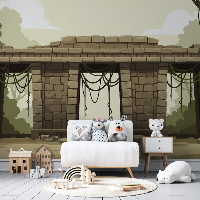 Kids' room wallpaper | Mysterious ruins surrounded by greenery