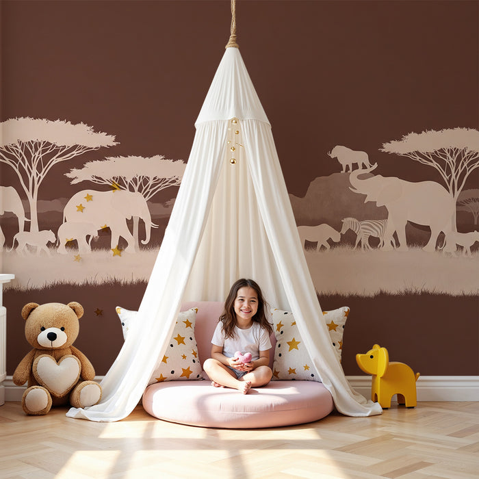 Kids room wallpaper | African safari with elephants and lions