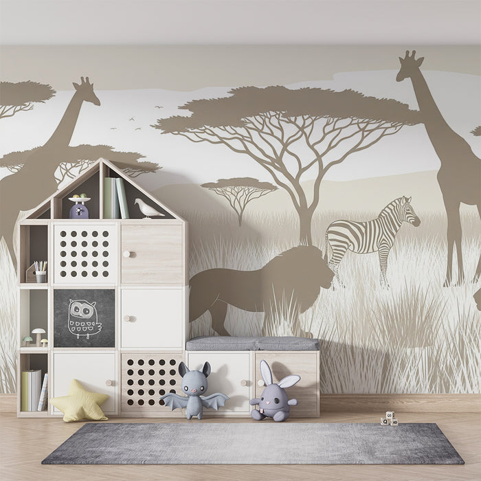Papel de parede criança | Safari african cu lei și girafe