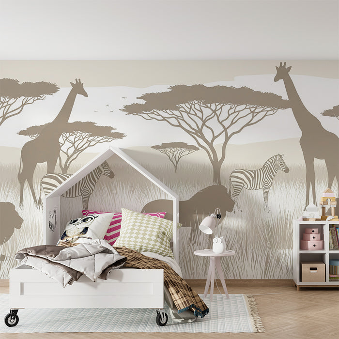 Papel de parede criança | Safari african cu lei și girafe
