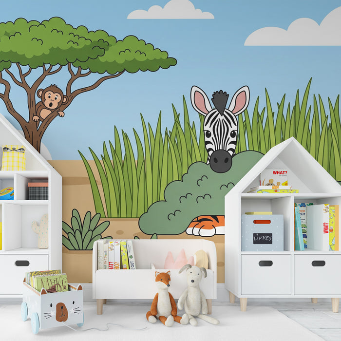 Papel de parede criança | Safari divertido com animais da savana