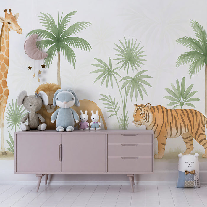 Papier peint chambre enfant | Safari d'animaux majestueux