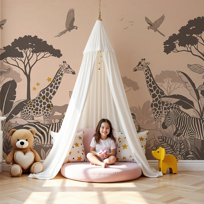 Tapeta dětského pokoje | Safari v džungli s majestátními zvířaty