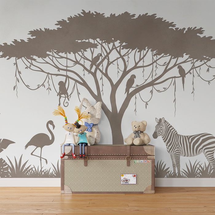 Papel de parede criança | Safári elegante com animais da savana