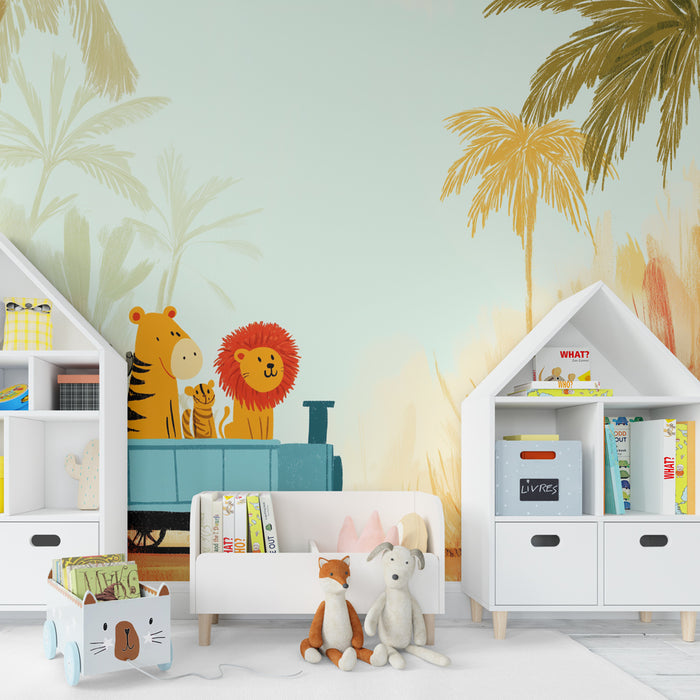 Kids room wallpaper | Magical safari with fun animals