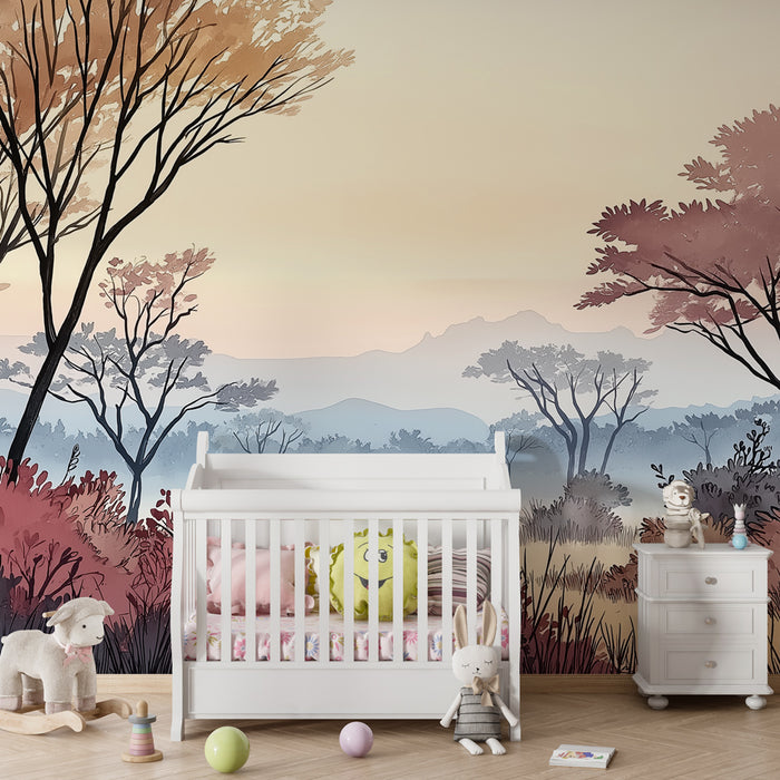 Carta da parati bambini | Safari tranquillo con giraffa
