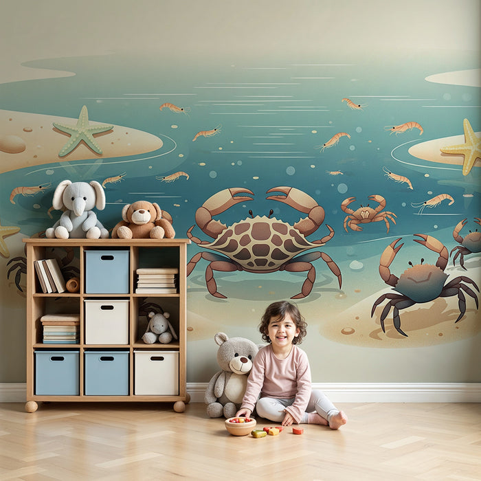 Børnetapet | Havscene med krabber og søstjerner