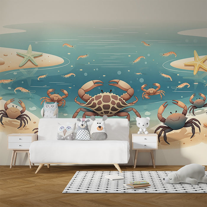 Børnetapet | Havscene med krabber og søstjerner