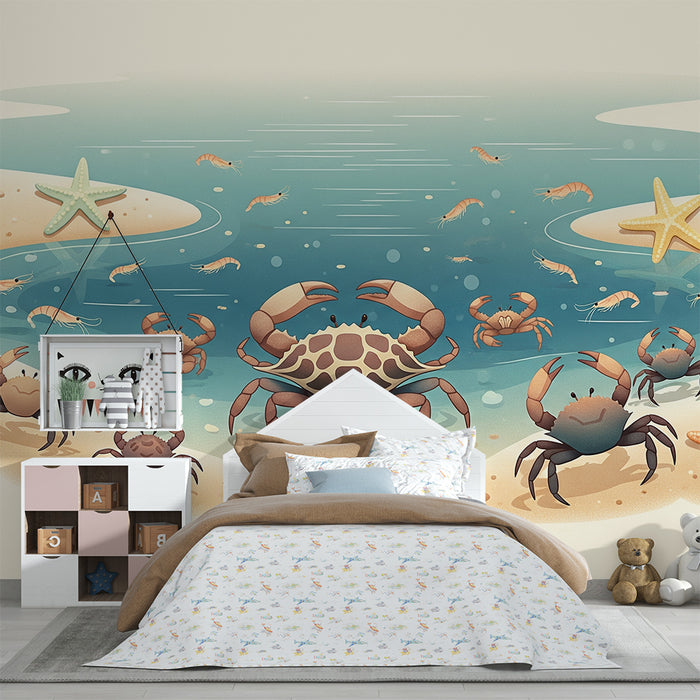Børnetapet | Havscene med krabber og søstjerner