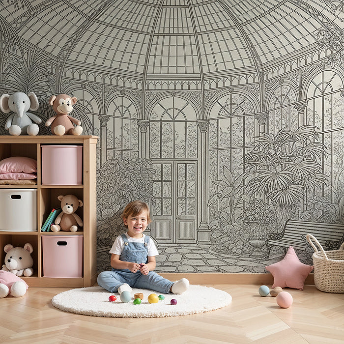 Carta da parati camera bambini | Serra botanica con piante rigogliose