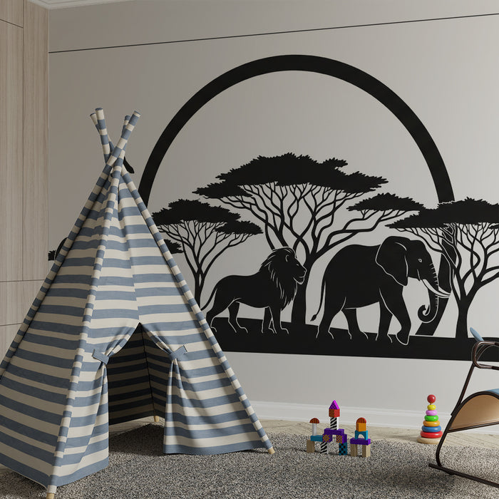 Behang kinderkamer | Wilde dieren in de savanne