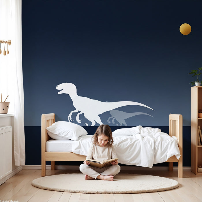 Barntapet | Dinosauriesiluetter under en stjärnbeströdd himmel