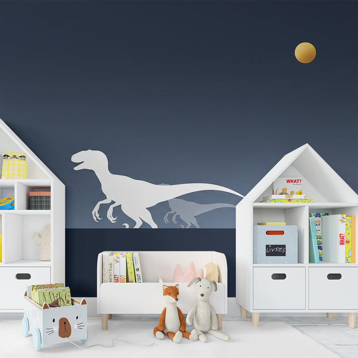 Barntapet | Dinosauriesiluetter under en stjärnbeströdd himmel