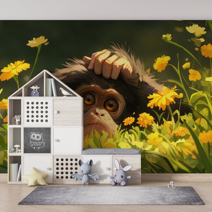 Kids room wallpaper | Uudishimulik ahv lillepõllul