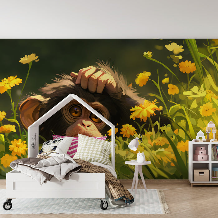 Kids room wallpaper | Uudishimulik ahv lillepõllul
