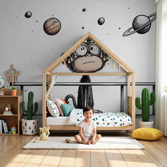 Barntapet | Nyfiken apa och solsystem