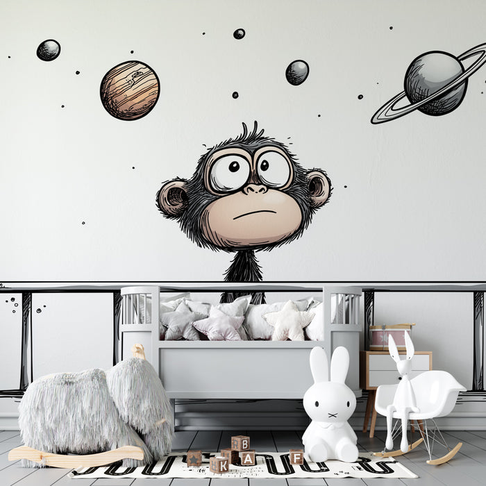 Barntapet | Nyfiken apa och solsystem