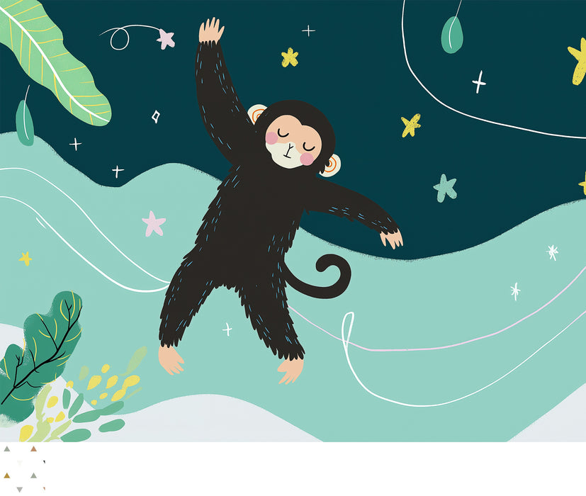 Dětská tapeta | Šibalský opice na hvězdné obloze