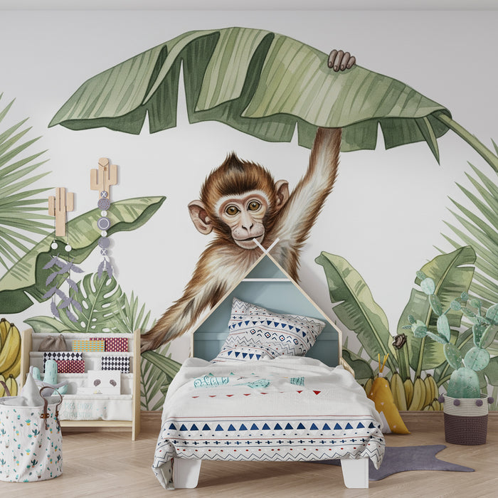 Papel de parede criança | Macaco travesso e selva tropical