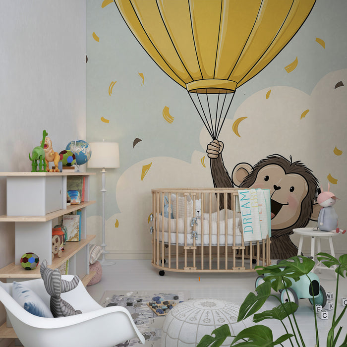 Papel de parede criança | Macaco feliz e céu colorido