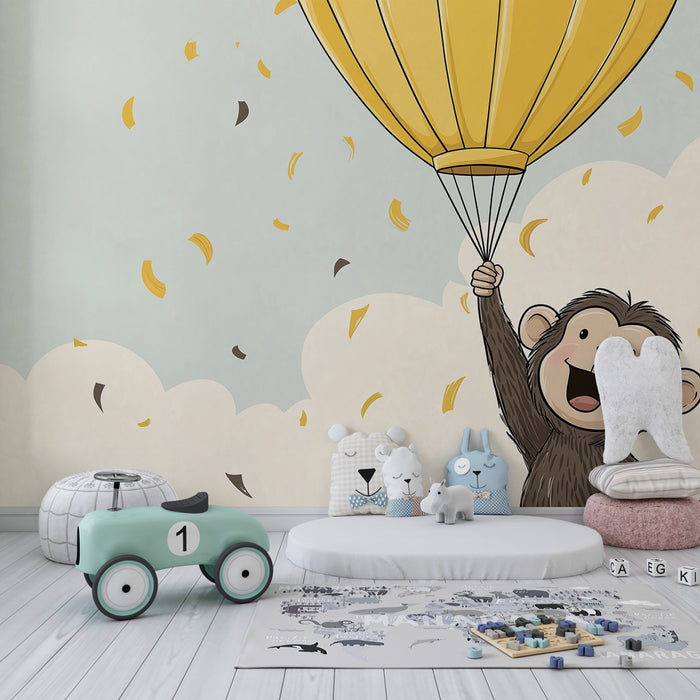 Papel de parede criança | Macaco feliz e céu colorido