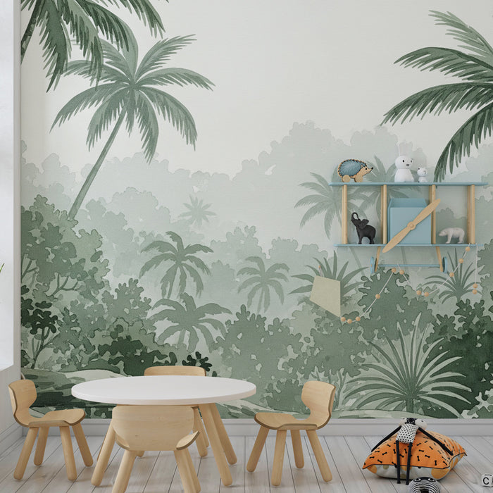 Papier peint chambre enfant | Singes espiègles dans la jungle