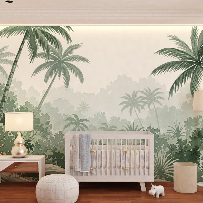Papier peint chambre enfant | Singes espiègles dans la jungle