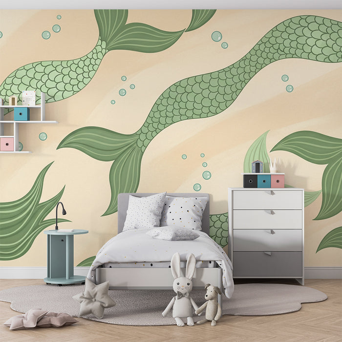 Χαρτί τοίχου παιδικού δωματίου | Γοργόνες στα κύματα