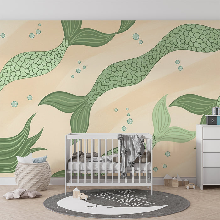 Χαρτί τοίχου παιδικού δωματίου | Γοργόνες στα κύματα