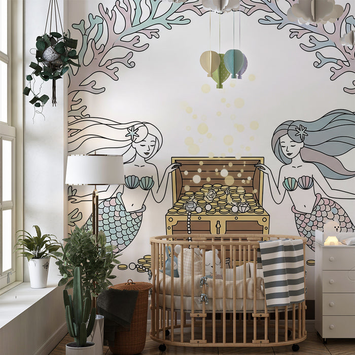 Detská izba tapeta | Sireny a podmorský poklad