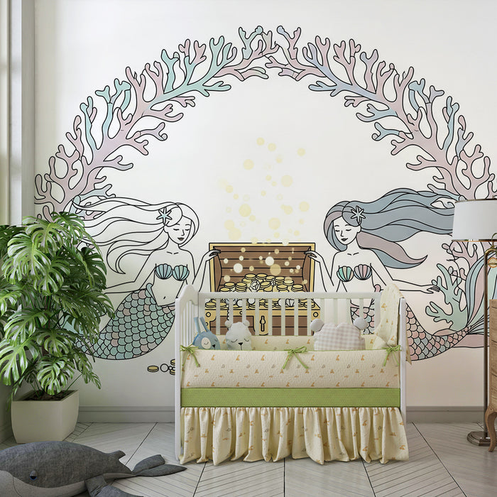 Detská izba tapeta | Sireny a podmorský poklad