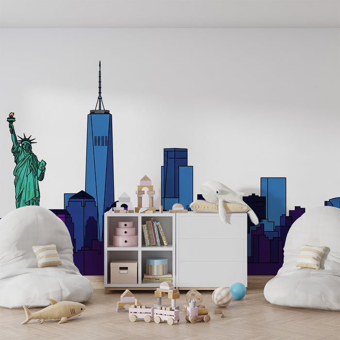 Kinderzimmer Tapete | New York Skyline mit der Freiheitsstatue