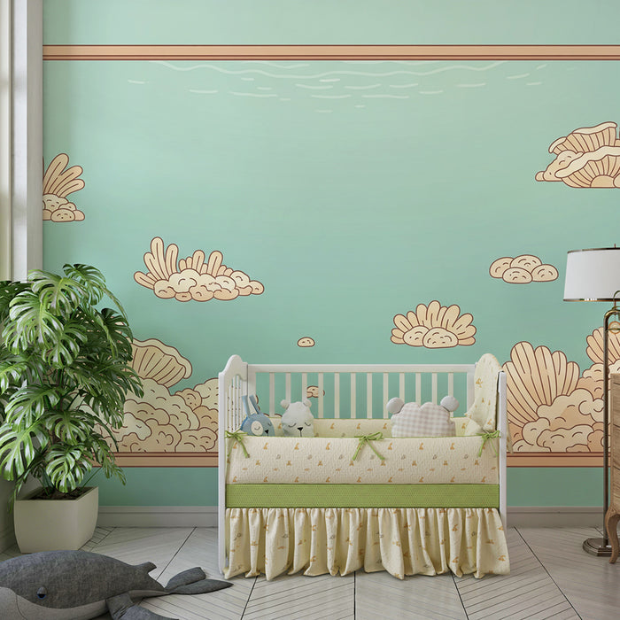 Papel de parede para quarto infantil | Submarino com corais e fundos marinhos relaxantes