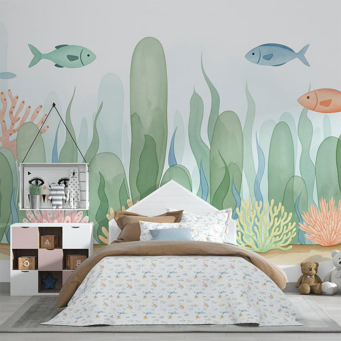 Detská izba tapeta | Farebná ponorka s korálmi a rybami