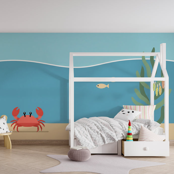 Carta da parati bambini | Sottomarino e creature marine