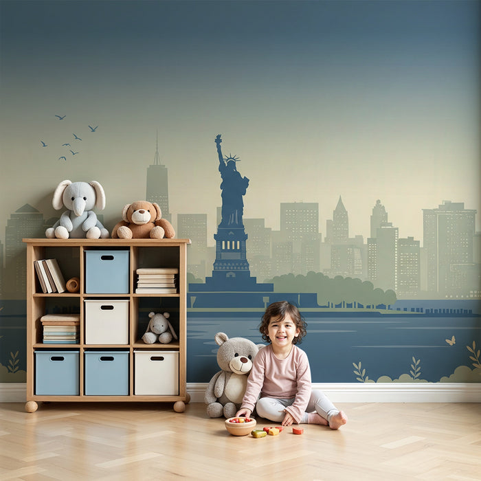 Carta da parati per cameretta | Statua della Libertà con skyline di New York