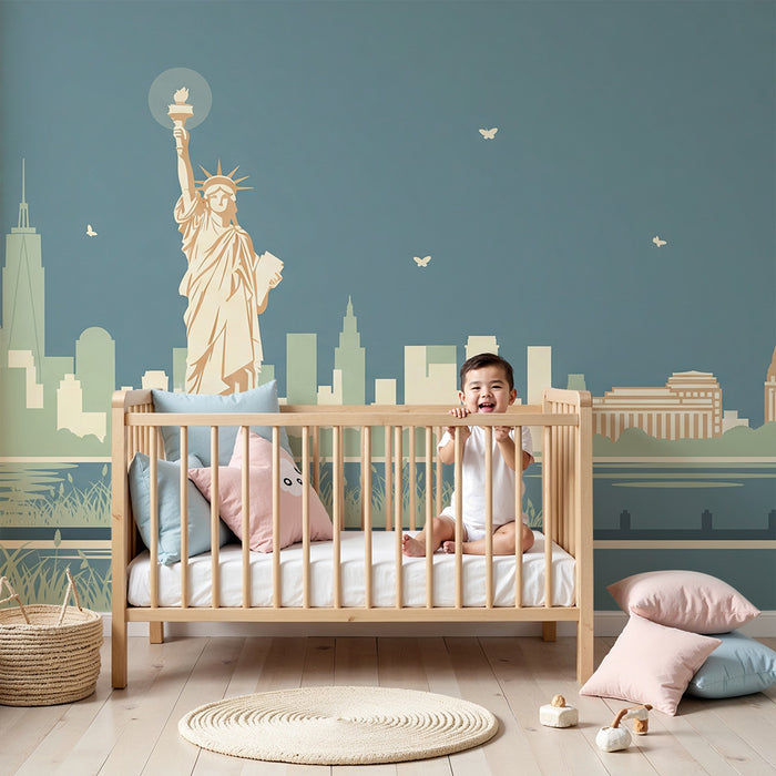 Tapet cameră copii | Statuia Libertății și orizontul New York-ului