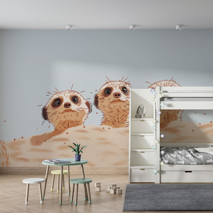 Papier peint chambre enfant | Suricate curieux dans le désert
