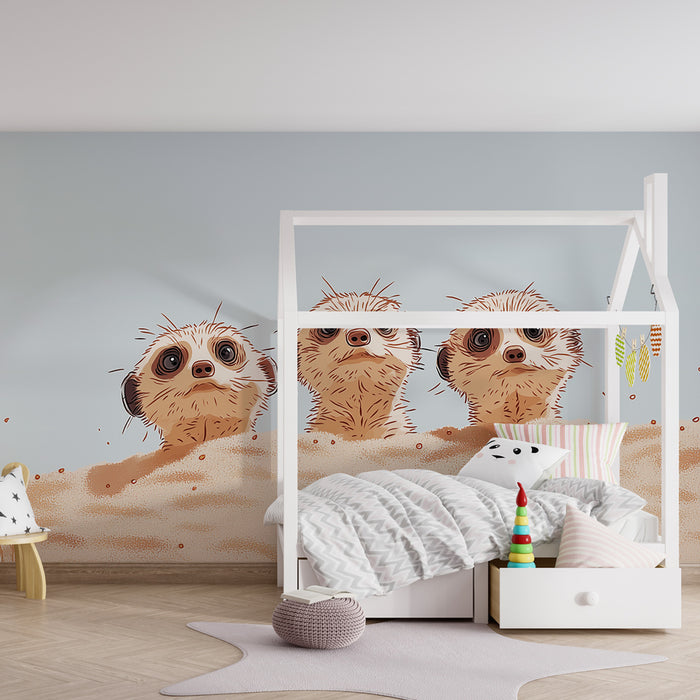 Papier peint chambre enfant | Suricate curieux dans le désert